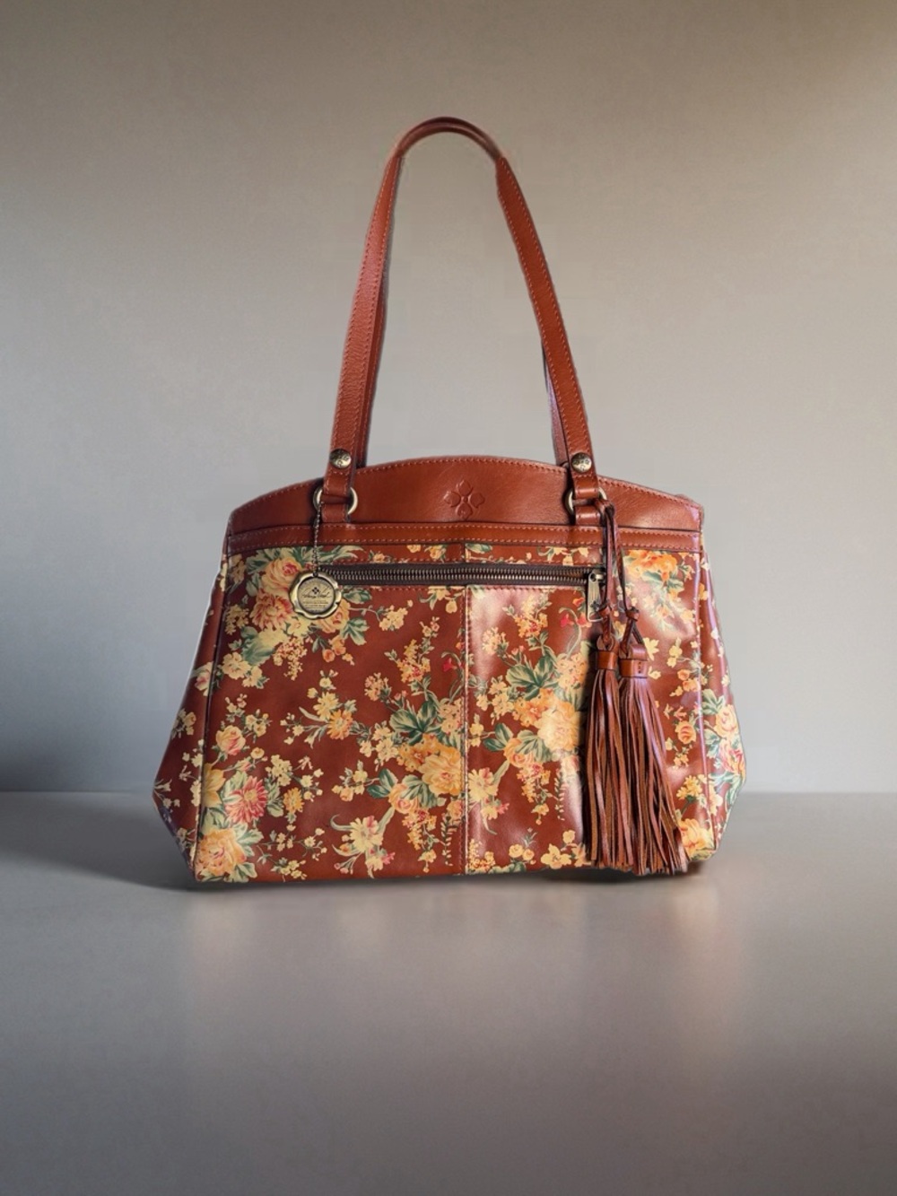 Patricia Nash Brown Floral Shoulder Bag